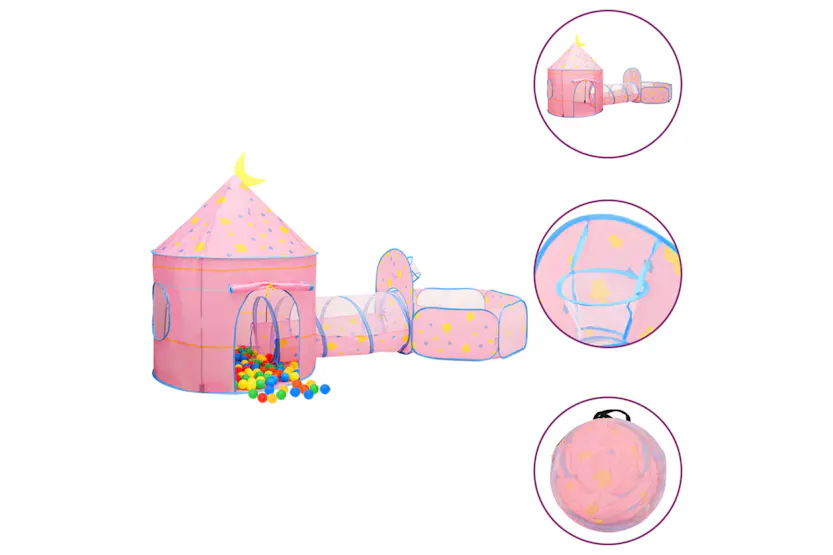 vidaXL 3107736 Children Play Tent With 250 Balls Pink 301x120x128cm vidaXL 3107736 Children Play Tent With 250 Balls Pink 301x120x128cm