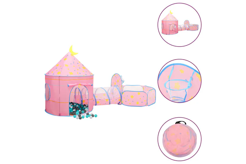 vidaXL 3107737 Children Play Tent With 250 Balls Pink 301x120x128cm vidaXL 3107737 Children Play Tent With 250 Balls Pink 301x120x128cm