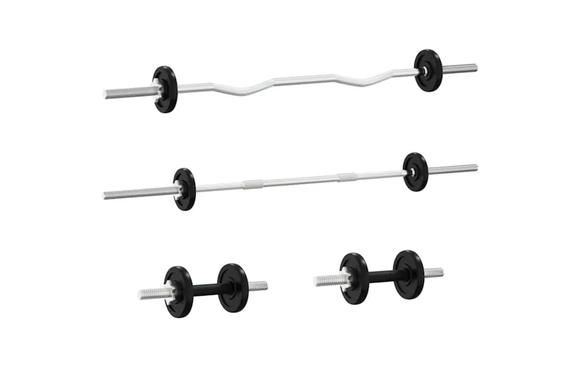 vidaXL 3145052 Barbell And Dumbbell With Plates 120 Kg Cast Iron vidaXL 3145052 Barbell And Dumbbell With Plates 120 Kg Cast Iron