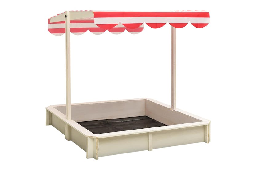 Vidaxl Sandbox With Adjustable Roof Fir Wood White And Red Uv50 Vidaxl Sandbox With Adjustable Roof Fir Wood White And Red Uv50