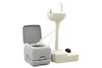 vidaXL 3154906 Portable Camping Toilet And Handwash Stand Set With Water Tank vidaXL 3154906 Portable Camping Toilet And Handwash Stand Set With Water Tank