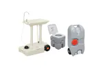 vidaXL 3154914 Portable Camping Toilet And Handwash Stand Set With Water Tank vidaXL 3154914 Portable Camping Toilet And Handwash Stand Set With Water Tank