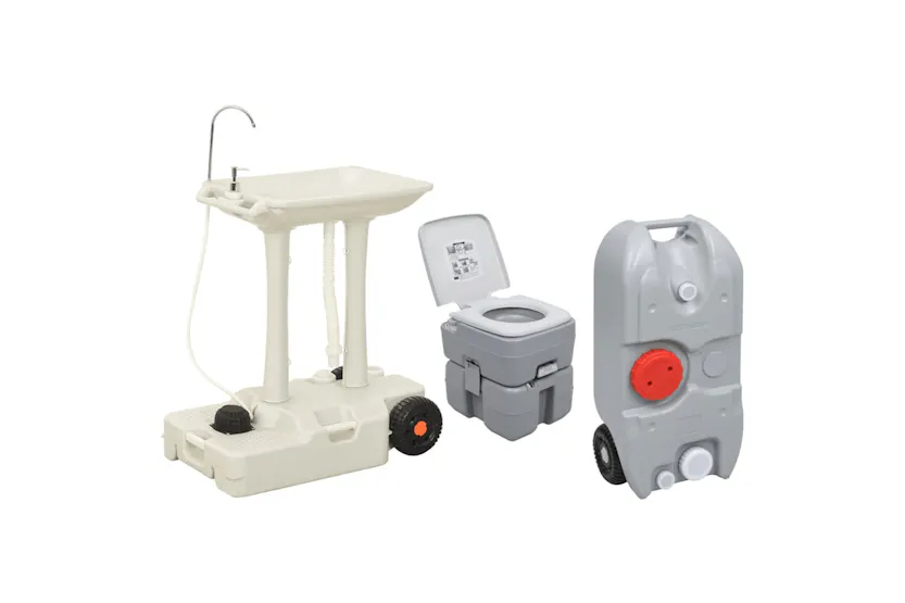 vidaXL 3154914 Portable Camping Toilet And Handwash Stand Set With Water Tank vidaXL 3154914 Portable Camping Toilet And Handwash Stand Set With Water Tank
