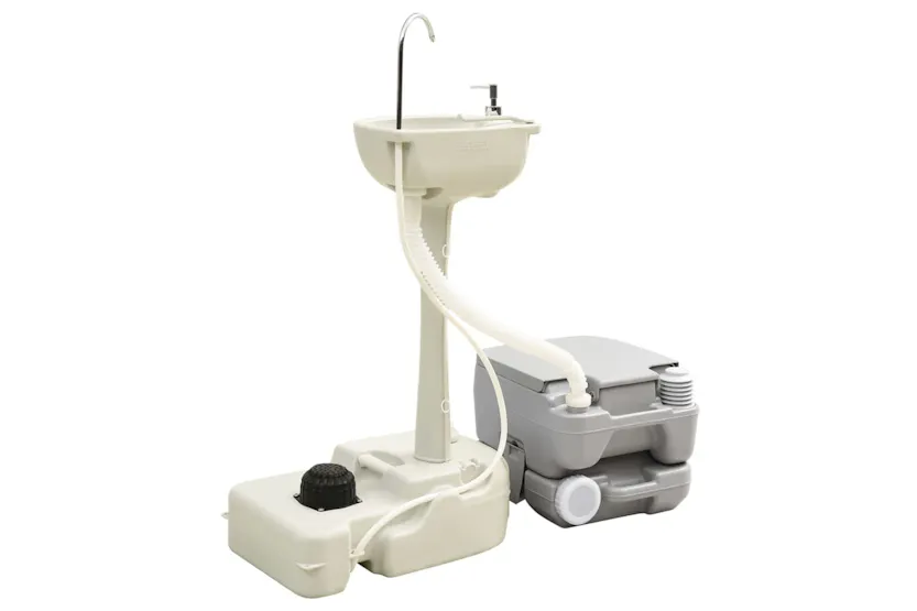 vidaXL 3154906 Portable Camping Toilet And Handwash Stand Set With Water Tank vidaXL 3154906 Portable Camping Toilet And Handwash Stand Set With Water Tank