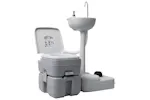 vidaXL 30140 Portable Camping Toilet And Handwash Stand Set | Grey vidaXL 30140 Portable Camping Toilet And Handwash Stand Set | Grey