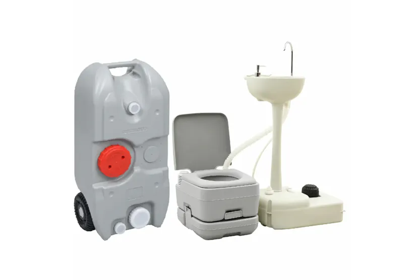 vidaXL 3154906 Portable Camping Toilet And Handwash Stand Set With Water Tank vidaXL 3154906 Portable Camping Toilet And Handwash Stand Set With Water Tank