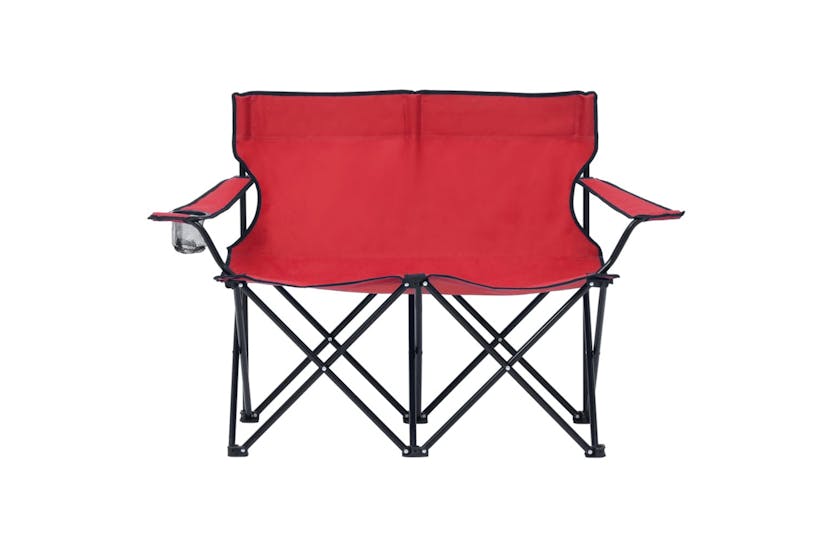 vidaXL 313539 2-seater Foldable Camping Chair Steel And Fabric Red vidaXL 313539 2-seater Foldable Camping Chair Steel And Fabric Red