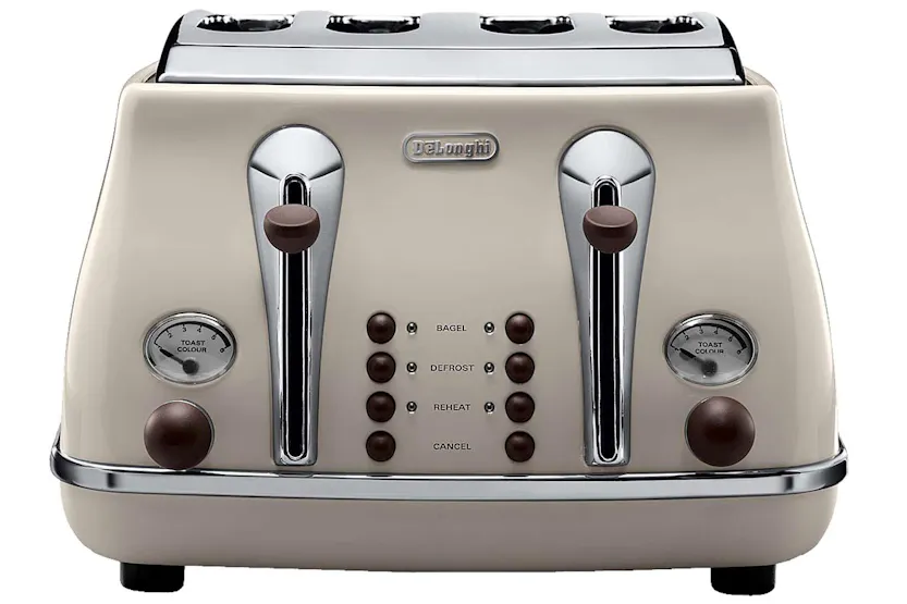 De'Longhi Icona Vintage 4 Slice Toaster | CTOV4003BG | Beige De'Longhi Icona Vintage 4 Slice Toaster | CTOV4003BG | Beige