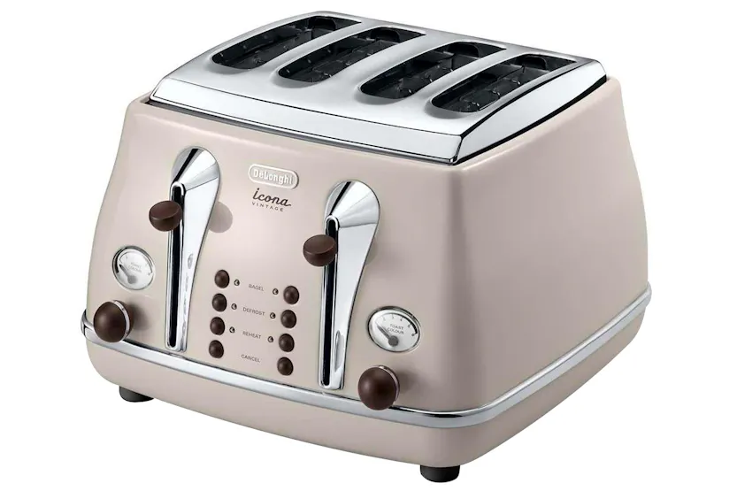 De'Longhi Icona Vintage 4 Slice Toaster | CTOV4003BG | Beige De'Longhi Icona Vintage 4 Slice Toaster | CTOV4003BG | Beige