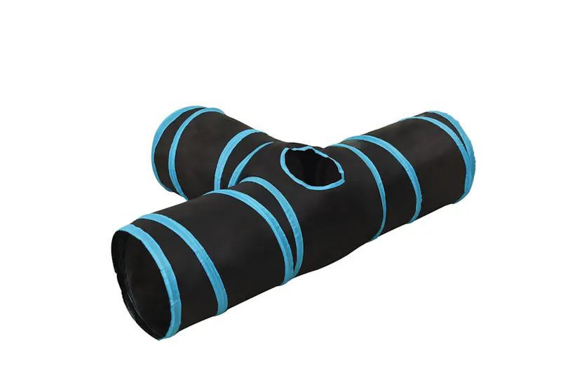 vidaXL 172182 Cat Tunnel 3-way Black And Blue 90cm Polyester vidaXL 172182 Cat Tunnel 3-way Black And Blue 90cm Polyester