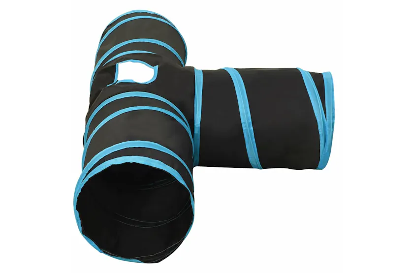 vidaXL 172182 Cat Tunnel 3-way Black And Blue 90cm Polyester vidaXL 172182 Cat Tunnel 3-way Black And Blue 90cm Polyester