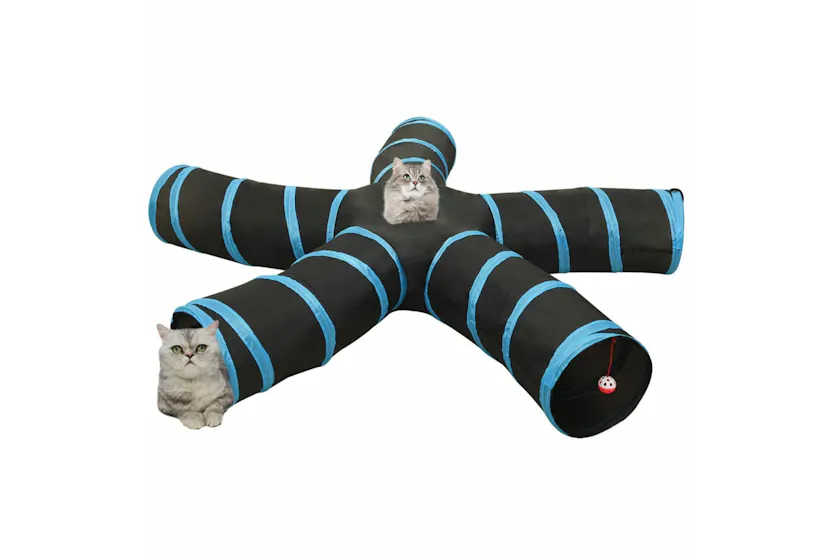 vidaXL 172188 Cat Tunnel 5-way Black And Blue 25cm Polyester vidaXL 172188 Cat Tunnel 5-way Black And Blue 25cm Polyester
