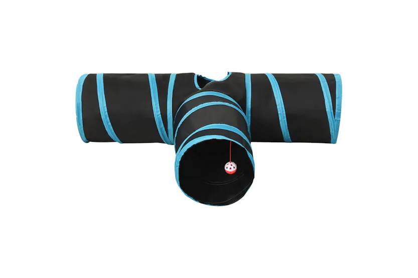 vidaXL 172182 Cat Tunnel 3-way Black And Blue 90cm Polyester vidaXL 172182 Cat Tunnel 3-way Black And Blue 90cm Polyester
