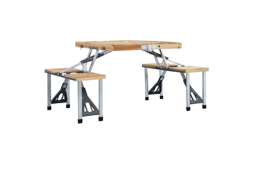 vidaXL 47687 Folding Camping Table With 4 Seats Steel Aluminium vidaXL 47687 Folding Camping Table With 4 Seats Steel Aluminium