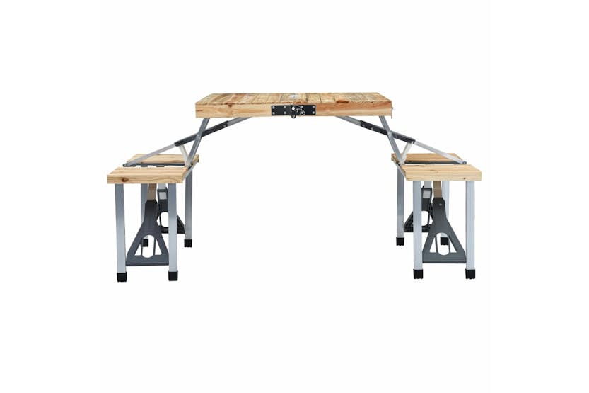 vidaXL 47687 Folding Camping Table With 4 Seats Steel Aluminium vidaXL 47687 Folding Camping Table With 4 Seats Steel Aluminium