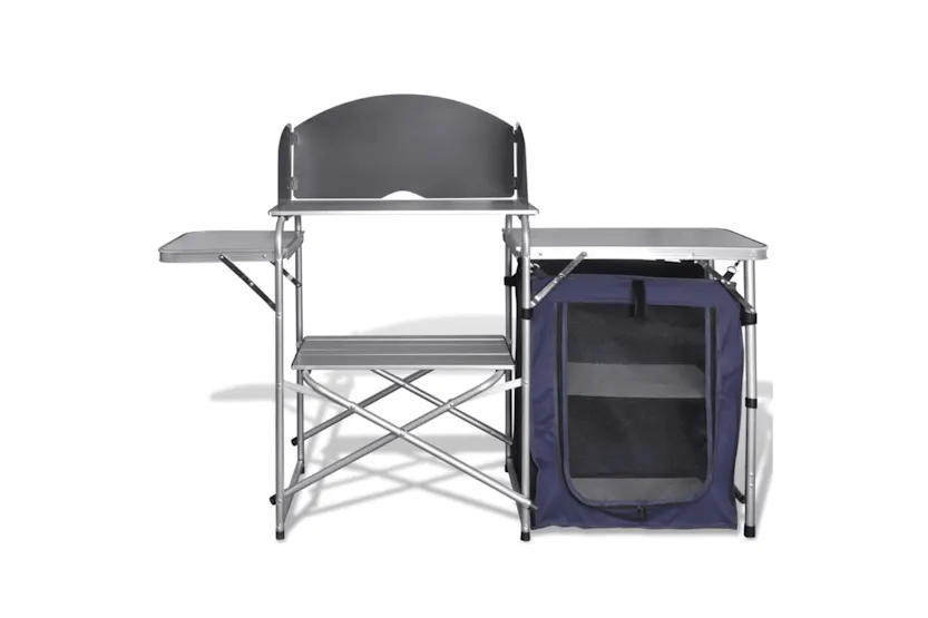 vidaXL 41330 Foldable Camping Kitchen Unit With Windshield Aluminium vidaXL 41330 Foldable Camping Kitchen Unit With Windshield Aluminium