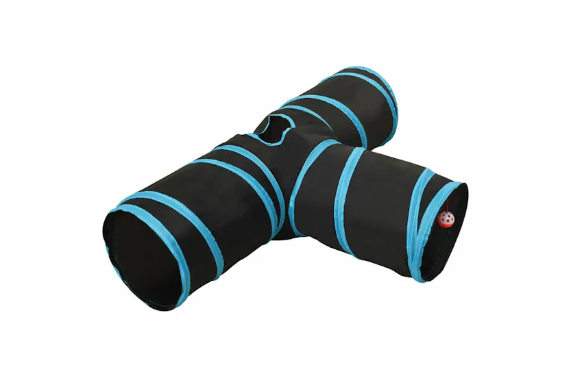 vidaXL 172182 Cat Tunnel 3-way Black And Blue 90cm Polyester vidaXL 172182 Cat Tunnel 3-way Black And Blue 90cm Polyester
