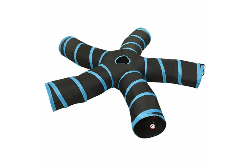 vidaXL 172188 Cat Tunnel 5-way Black And Blue 25cm Polyester vidaXL 172188 Cat Tunnel 5-way Black And Blue 25cm Polyester