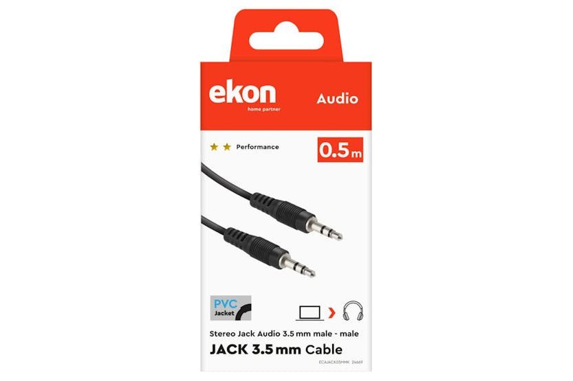 Ekon 3.5mm Stereo Audio Connection Cable | 0.5m Ekon 3.5mm Stereo Audio Connection Cable | 0.5m