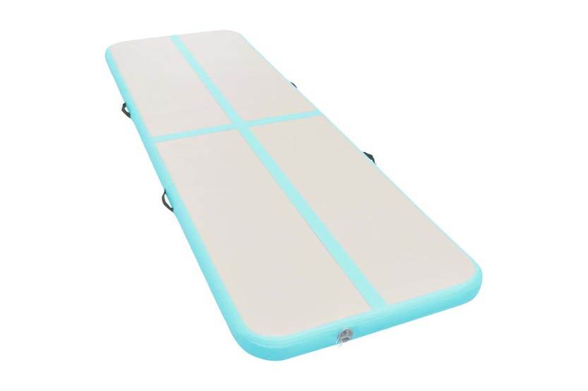 vidaXL 91914 Inflatable Gymnastics Mat with Pump | Grey and Green vidaXL 91914 Inflatable Gymnastics Mat with Pump | Grey and Green