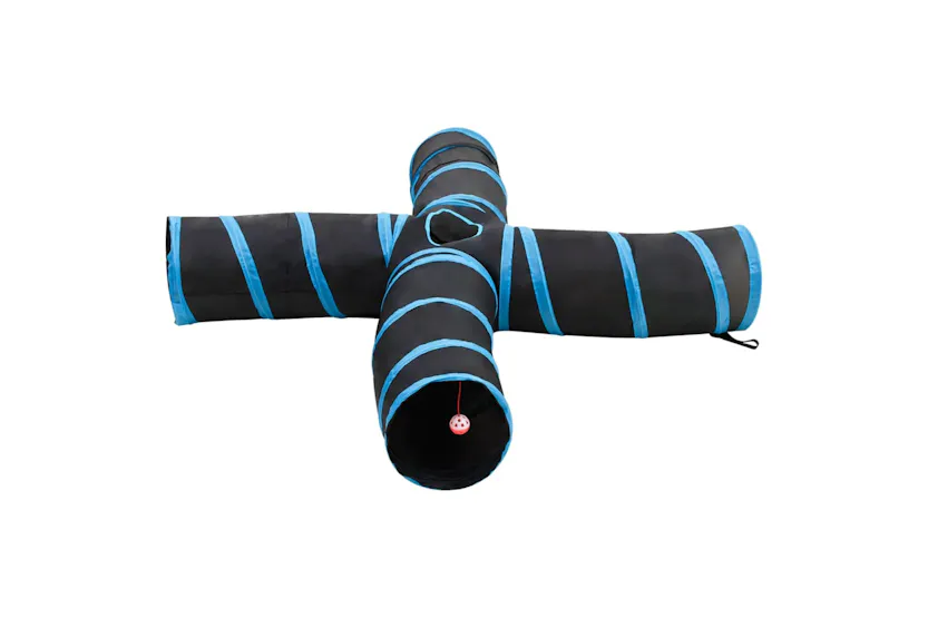 vidaXL 172187 Cat Tunnel 4-way Black And Blue 25cm Polyester vidaXL 172187 Cat Tunnel 4-way Black And Blue 25cm Polyester
