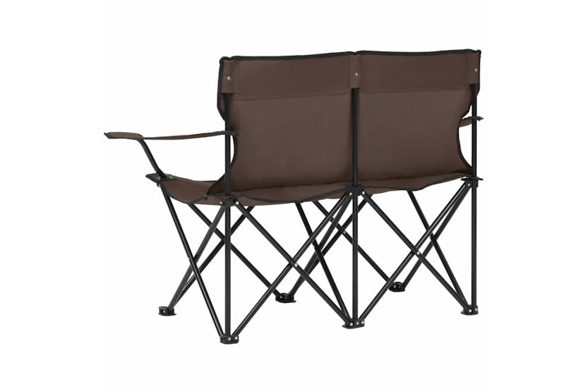 vidaXL 313541 2-seater Foldable Camping Chair Steel And Fabric Taupe vidaXL 313541 2-seater Foldable Camping Chair Steel And Fabric Taupe