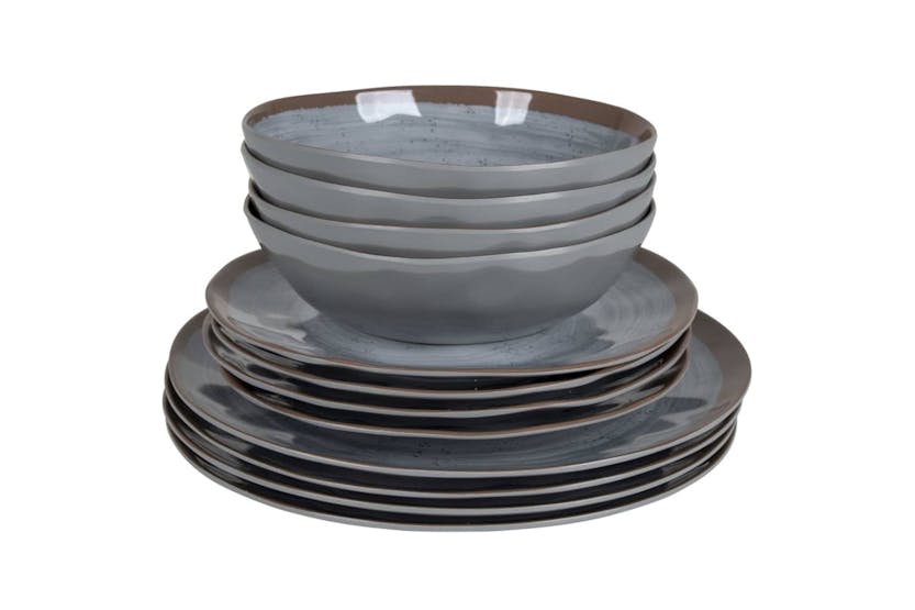 Bo-camp 428647 12 Piece Tableware Halo Melamine Grey And Terra Bo-camp 428647 12 Piece Tableware Halo Melamine Grey And Terra
