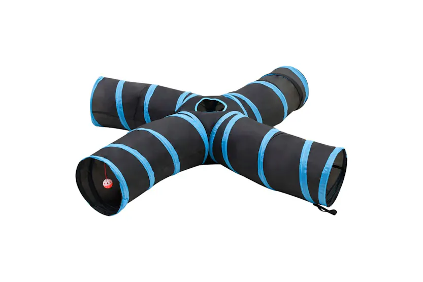vidaXL 172187 Cat Tunnel 4-way Black And Blue 25cm Polyester vidaXL 172187 Cat Tunnel 4-way Black And Blue 25cm Polyester