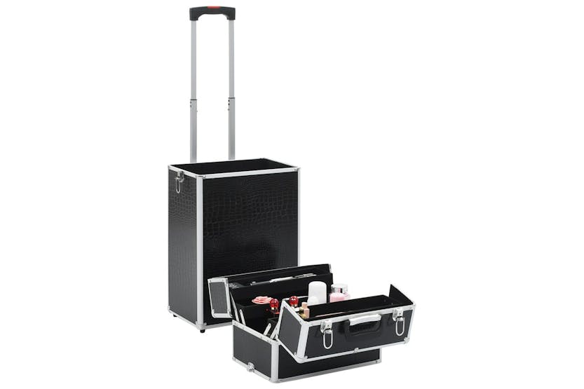 vidaXL 91824 Make-up Trolley Aluminium Black With Crocodile Pattern vidaXL 91824 Make-up Trolley Aluminium Black With Crocodile Pattern