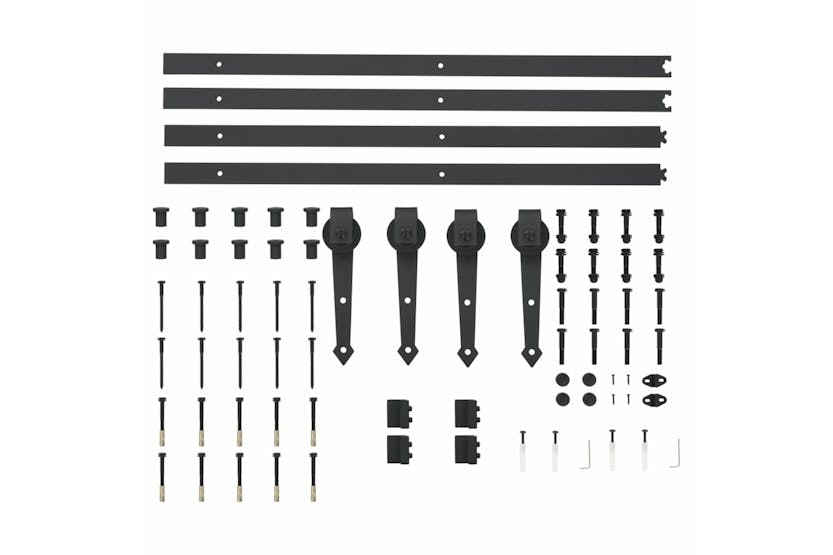 vidaXL 275606 Sliding Door Hardware Kit 2x183cm Steel Black vidaXL 275606 Sliding Door Hardware Kit 2x183cm Steel Black