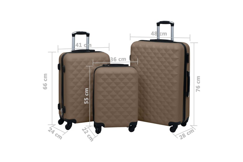 vidaXL 92418 Hardcase Trolley Set 3 Pcs Brown Abs vidaXL 92418 Hardcase Trolley Set 3 Pcs Brown Abs