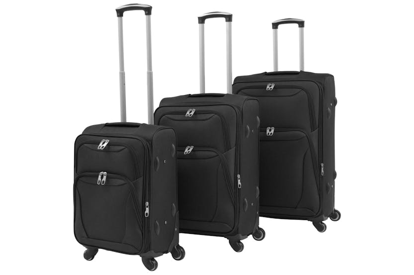 vidaXL 91315 3 Piece Soft Case Trolley Set Black vidaXL 91315 3 Piece Soft Case Trolley Set Black