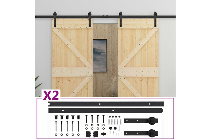 vidaXL 3057594 Sliding Door With Hardware Set 90x210cm Solid Pine Wood vidaXL 3057594 Sliding Door With Hardware Set 90x210cm Solid Pine Wood
