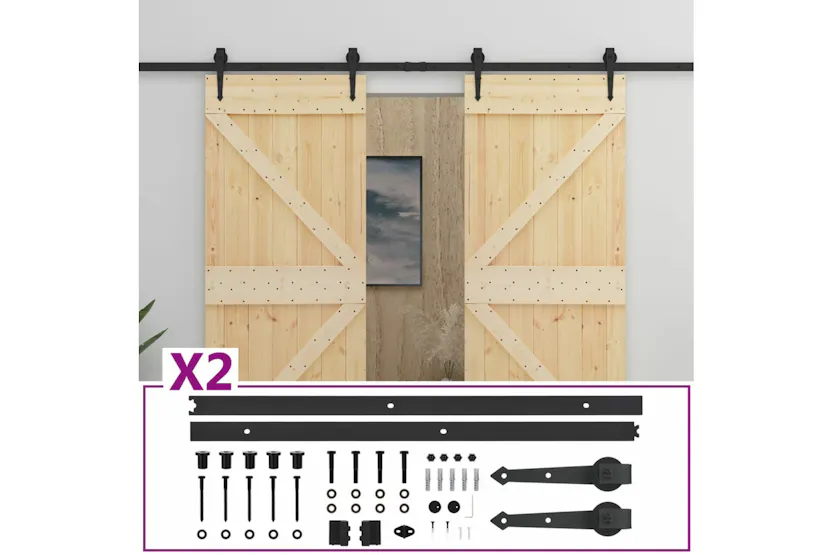 vidaXL 3057581 Sliding Door With Hardware Set 80x210cm Solid Pine Wood vidaXL 3057581 Sliding Door With Hardware Set 80x210cm Solid Pine Wood