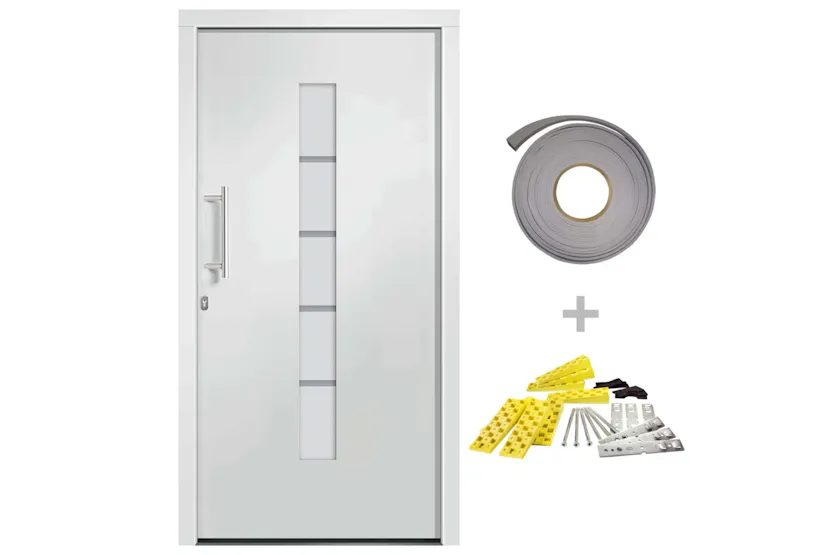 vidaXL 3056810 Front Door Aluminium And Pvc White 100x210cm vidaXL 3056810 Front Door Aluminium And Pvc White 100x210cm