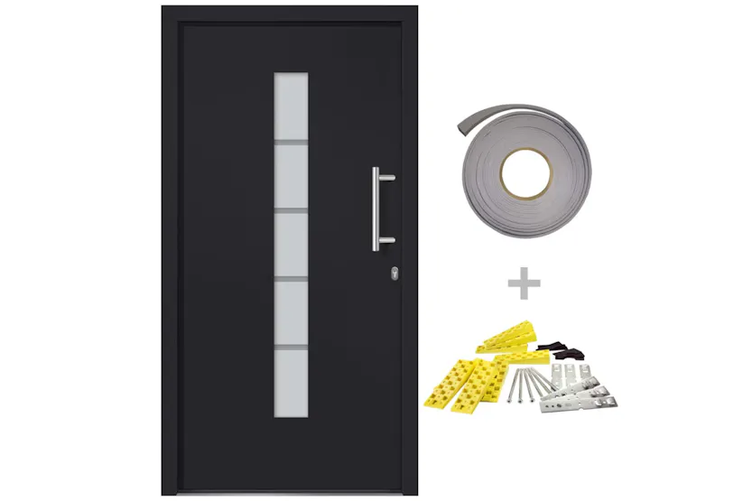 vidaXL 3056814 Front Door Aluminium And Pvc Anthracite 110x210cm vidaXL 3056814 Front Door Aluminium And Pvc Anthracite 110x210cm
