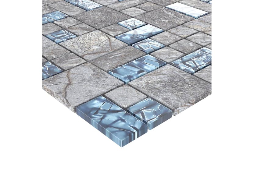 vidaXL 327309 Mosaic Tiles 11 Pcs Grey And Blue 30x30cm Glass vidaXL 327309 Mosaic Tiles 11 Pcs Grey And Blue 30x30cm Glass