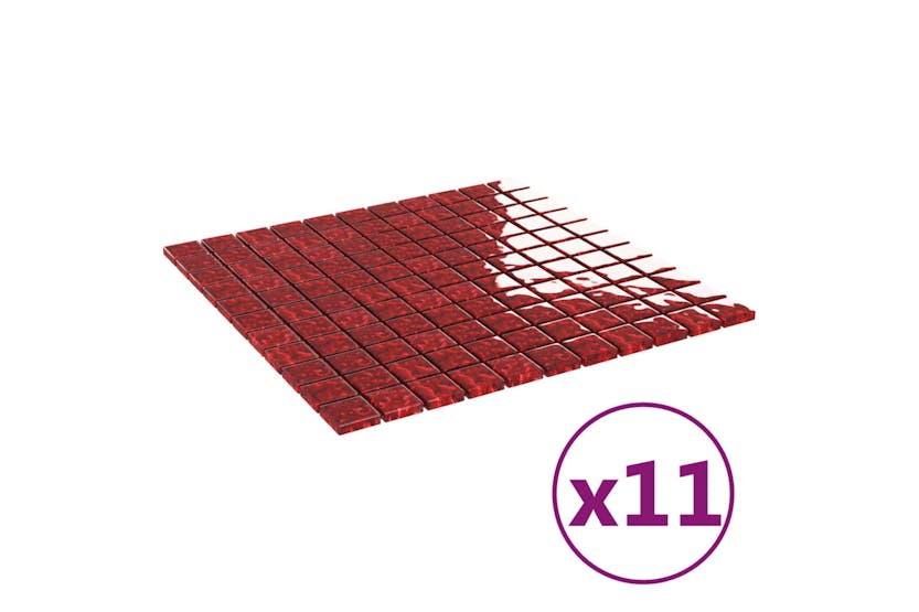 vidaXL 327305 Mosaic Tiles 11 Pcs Red 30x30cm Glass vidaXL 327305 Mosaic Tiles 11 Pcs Red 30x30cm Glass