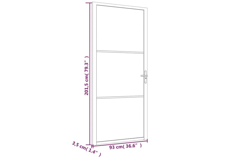 vidaXL 350562 Interior Door 93x201.5cm Black Esg Glass And Aluminium vidaXL 350562 Interior Door 93x201.5cm Black Esg Glass And Aluminium