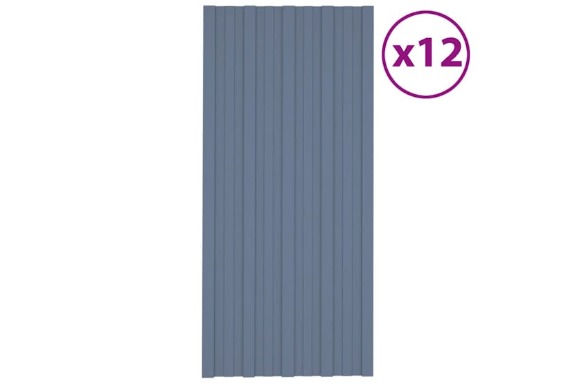 vidaXL 317213 Roof Panels 12 Pcs Galvanised Steel Grey 100x45cm vidaXL 317213 Roof Panels 12 Pcs Galvanised Steel Grey 100x45cm