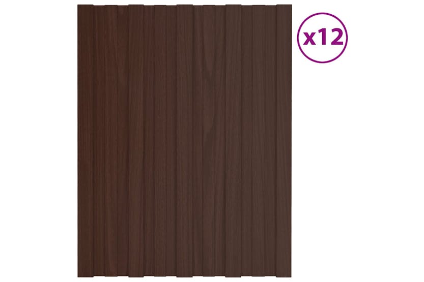 vidaXL 317193 Roof Panels 12 Pcs Galvanised Steel Brown 60x45cm vidaXL 317193 Roof Panels 12 Pcs Galvanised Steel Brown 60x45cm