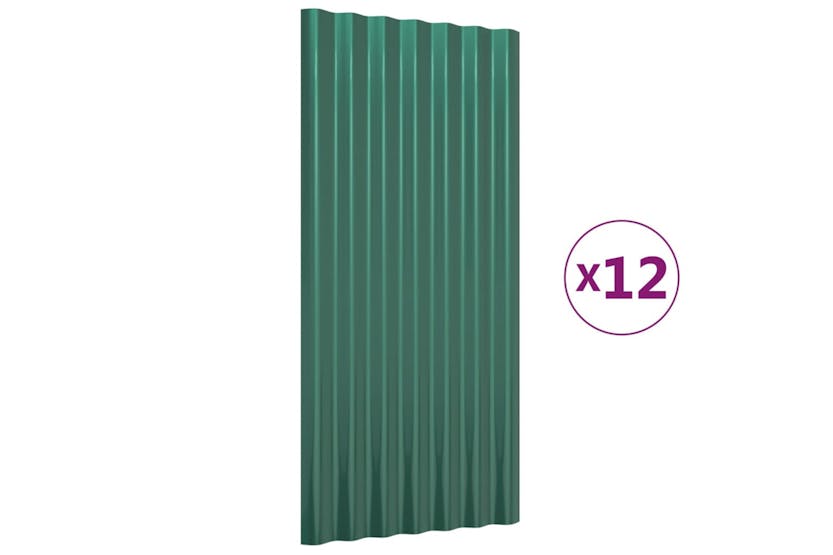 vidaXL 319133 Roof Panels 12 Pcs Powder-coated Steel Green 80x36cm vidaXL 319133 Roof Panels 12 Pcs Powder-coated Steel Green 80x36cm