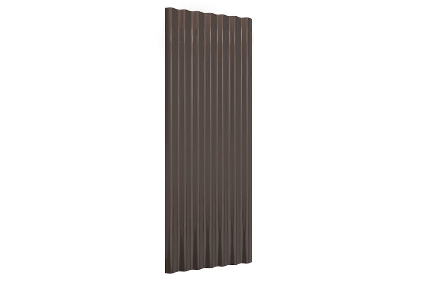 vidaXL 319144 Roof Panels 12 Pcs Powder-coated Steel Brown 100x36cm vidaXL 319144 Roof Panels 12 Pcs Powder-coated Steel Brown 100x36cm