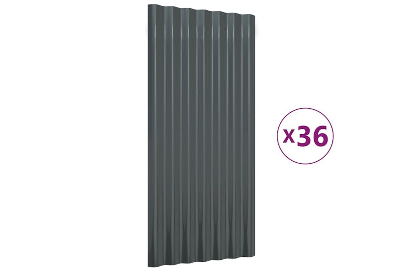vidaXL 319141 Roof Panels 36 Pcs Powder-coated Steel Anthracite 80x36cm vidaXL 319141 Roof Panels 36 Pcs Powder-coated Steel Anthracite 80x36cm