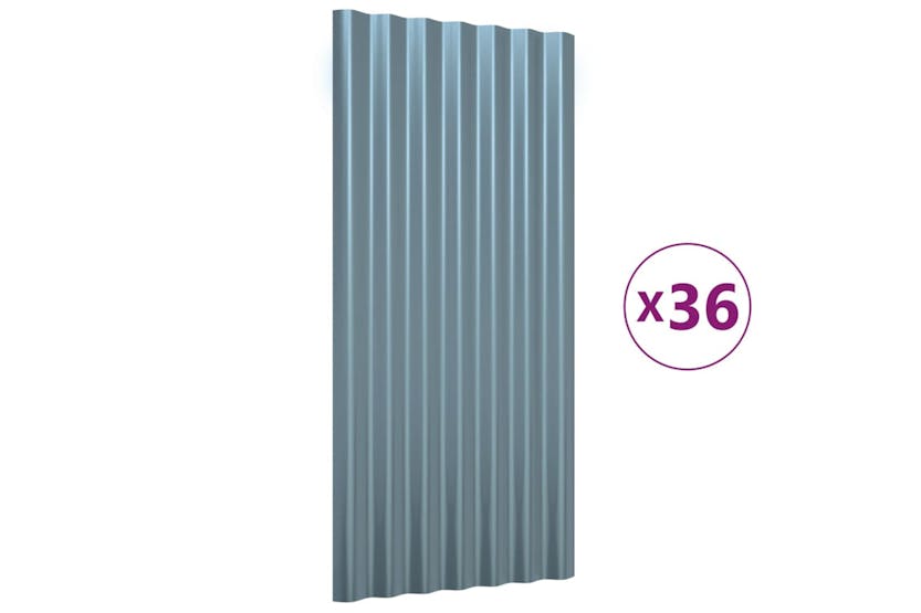 vidaXL 319139 Roof Panels 36 Pcs Powder-coated Steel Grey 80x36cm vidaXL 319139 Roof Panels 36 Pcs Powder-coated Steel Grey 80x36cm