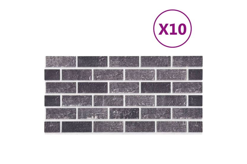 vidaXL 149582 3d Wall Panels With Black & Grey Brick Design 10 Pcs Eps vidaXL 149582 3d Wall Panels With Black & Grey Brick Design 10 Pcs Eps