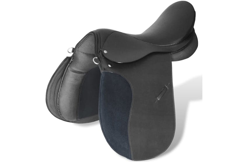 vidaXL 90645 Horse Riding Saddle Set 17.5" Real Leather Black 18cm 5-in-1 vidaXL 90645 Horse Riding Saddle Set 17.5" Real Leather Black 18cm 5-in-1