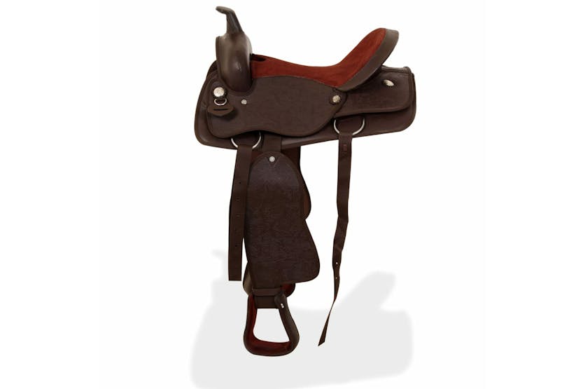 vidaXL 91347 Western Saddle. Headstall&breast Collar Real Leather 15" Brown vidaXL 91347 Western Saddle. Headstall&breast Collar Real Leather 15" Brown