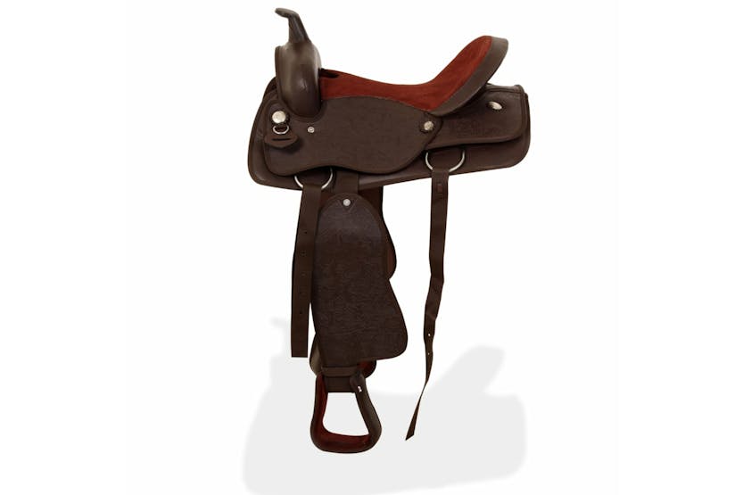 vidaXL 91348 Western Saddle. Headstall&breast Collar Real Leather 16" Brown vidaXL 91348 Western Saddle. Headstall&breast Collar Real Leather 16" Brown