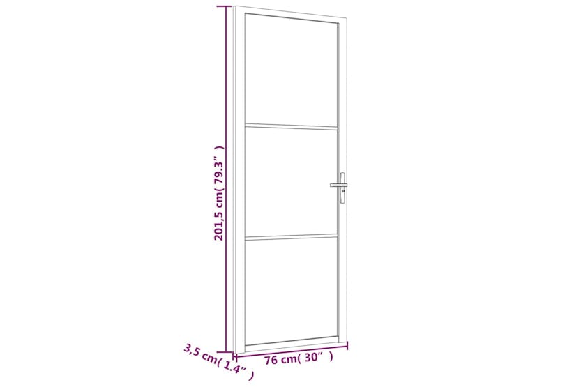 vidaXL 350584 Interior Door 76x201.5cm White Esg Glass And Aluminium vidaXL 350584 Interior Door 76x201.5cm White Esg Glass And Aluminium
